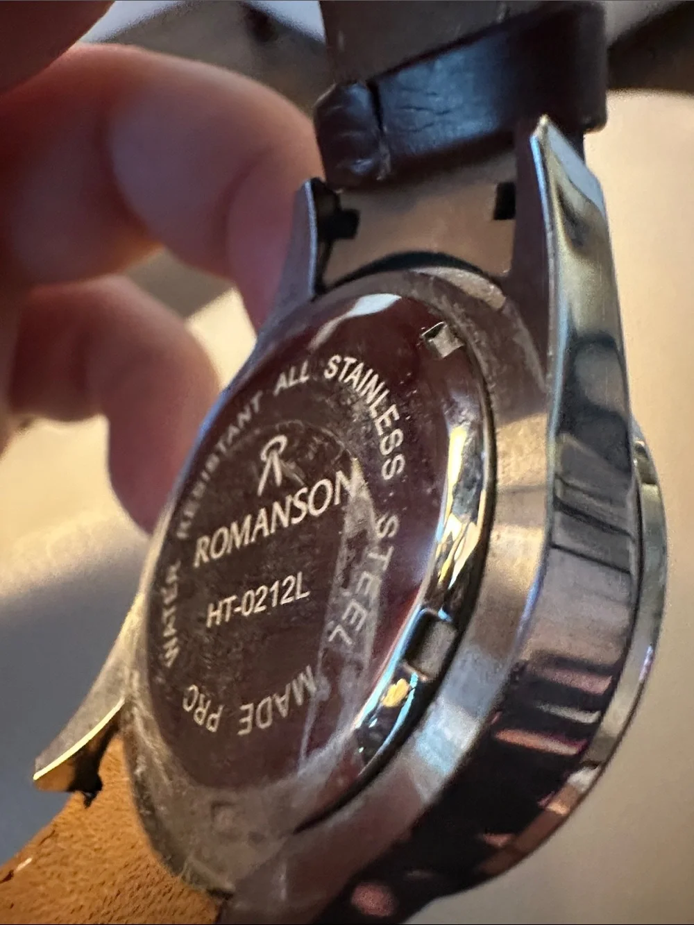 Romanson Silver Dial Watch with Brown Leather Strap